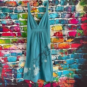 Prana Sleeveless Cotton Mini Dress Floral Print Size Small
